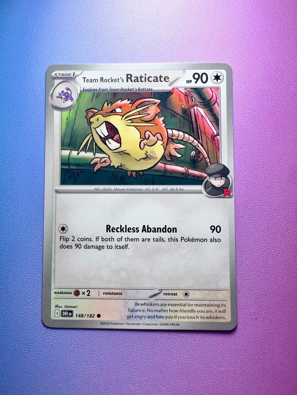 team rocket’s raticate - 148/182 (common) — pokemon: destined rivals